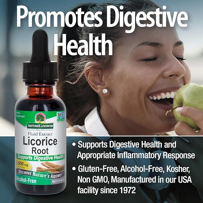Nature's Answer Licorice Root | Herbal Supplement | Supports Digestive Health | Non-GMO & Kosher | Alcohol-Free, Gluten-Free & Vegan 1oz (2 Pack)
