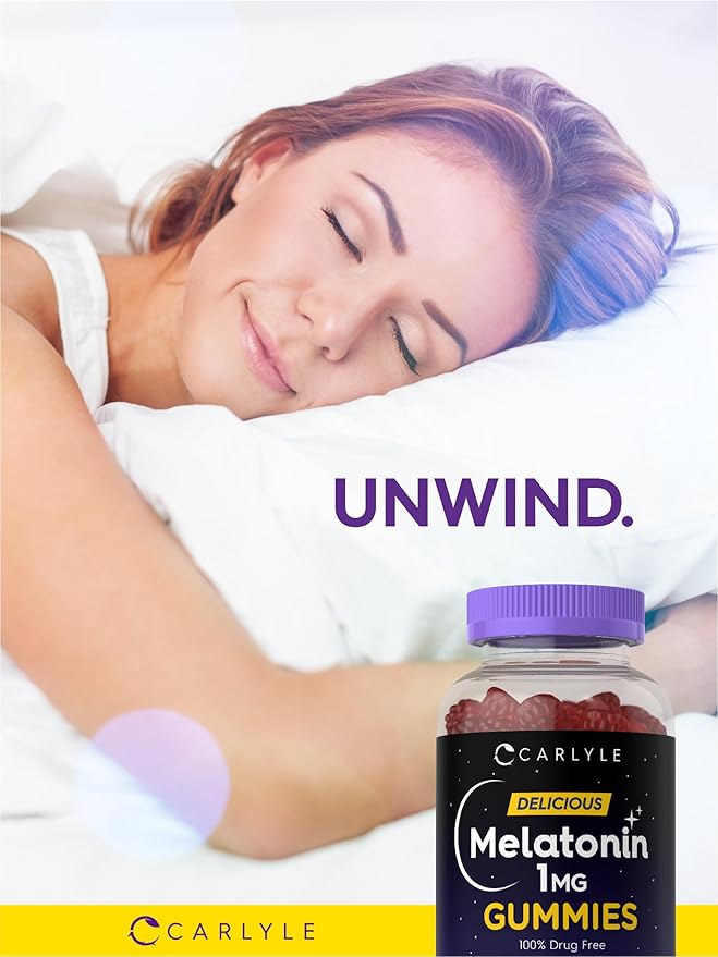 Carlyle Melatonin 1mg Gummies | 90 Count | Fruit Flavor Gummy Supplement | Vegan, Non-GMO, Gluten Free