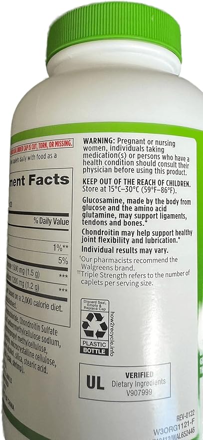 Walgreens Glucosamine Chondroitin Triple Strength 1500 mg Glucosamine HCL 1200 mg Chondroitin - 240 Caplets