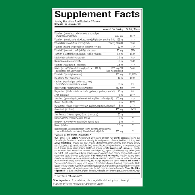 Natural Factors, Men's 50+ Multivitamin & Mineral, 1 Serving Contains Nutrition Equivalent to ½ lb of Veggies, 60 Count (Pack of 1)