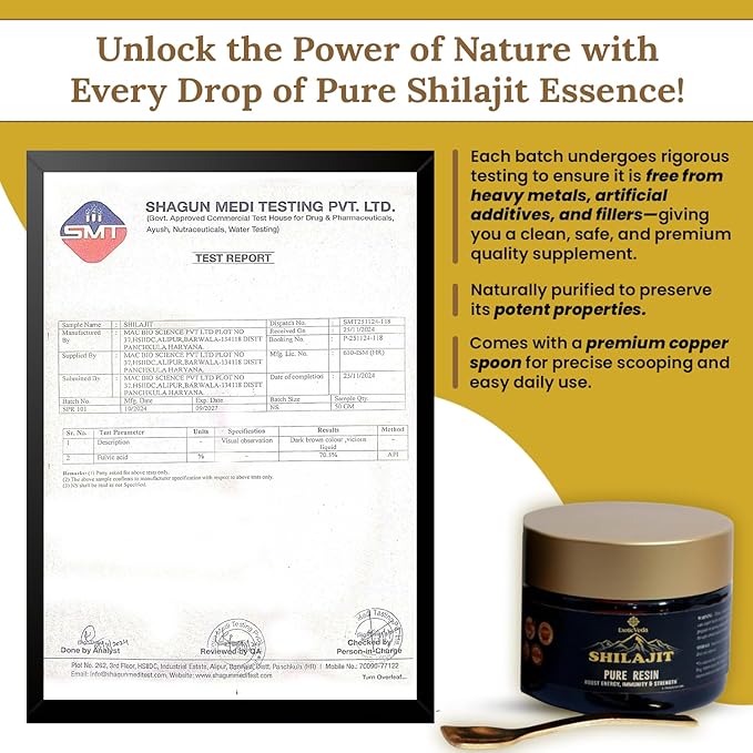Shilajit Resin, Essential Minerals for Natural Energy Boost, High Potency for Men & Women, Fulvic Acid with Lab Test Report: 1.76Oz