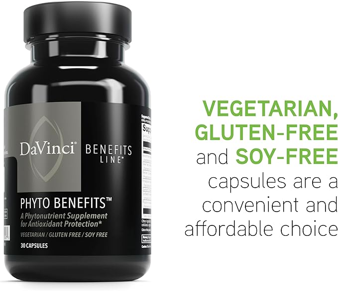 DAVINCI Labs Phyto Benefits - Supports Heart, Brain & Immune Health, GLP-1 Production & More with Curcumin, Quercetin, Green Tea & More* - Vegetarian, Gluten-Free, Soy-Free - 30 Capsules