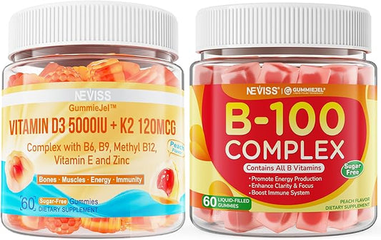 NEVISS Vitamin D3 K2 Gummies + Vitamin B100 Complex
