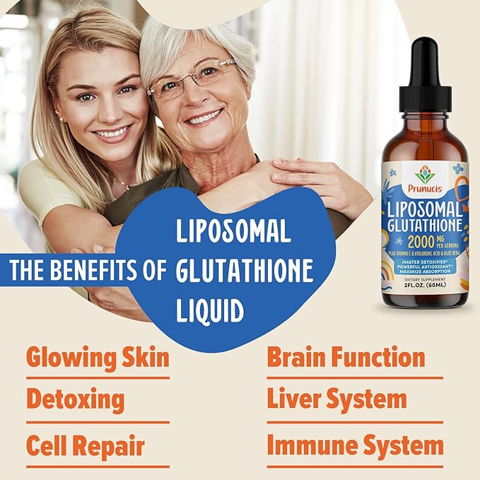 2000MG Liposomal Glutathione Liquid, 98% Absorption, Glutathione Liquid Supplement, Active Form L- Glutathione, Powerful Antioxidant Complex for Immune System, Aging Defense, Detox,8 FL.OZ