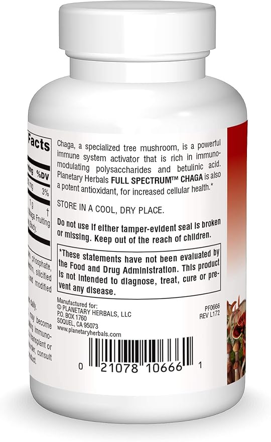 Planetary Herbals Chaga Full Spectrum, Enhance Cellular Immunity, 120 Count (Pack of 1)