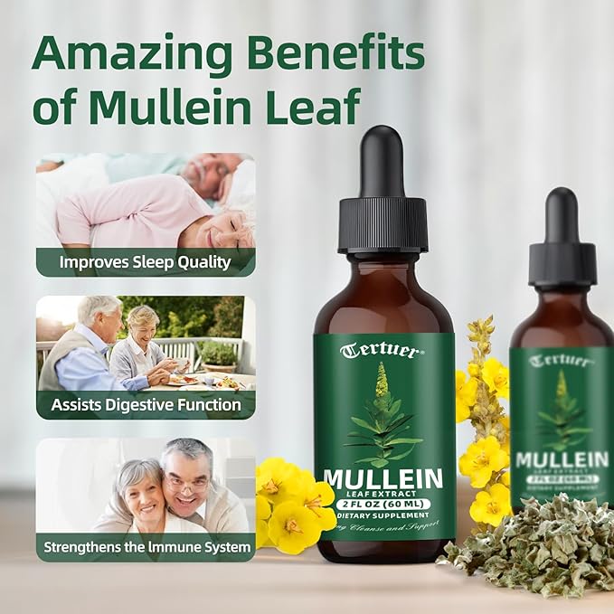 Mullein Tincture Improves Your Lung Health - Lung Cleanse - Vegan Lung Detox - Respiratory Health and Immune Support Drops - Natural Supplement Liquid Extract 2 oz.
