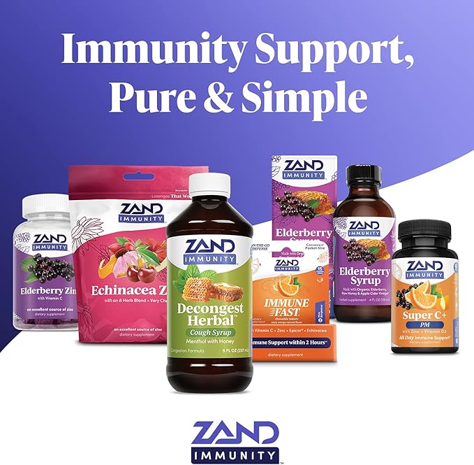 Zand Immunity Super C+ with Elderberry, All Day Immune Support, 1000mg PureWay-C Vitamin C Plus Zinc & Vitamin D-3, Enhanced Absorption, 60 Tablets, 30 Servings