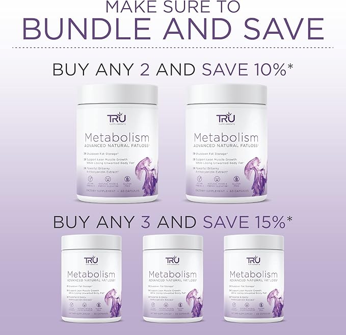 TRU Supplements Metabolism, Advanced Fat Loss, Fight Cravings, Boost Mood, No Jitters or Crash, 30 Servings