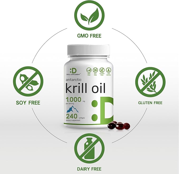 Eagle Shine Vitamins 2 Pack Antarctic Krill Oil, 1,000mg Per Serving, 480 Softgels – Mercury Free, No Fishy Taste – Rich in Omega-3s, EPA, DHA, Astaxanthin, & Phospholipids – Non-GMO, No Gluten