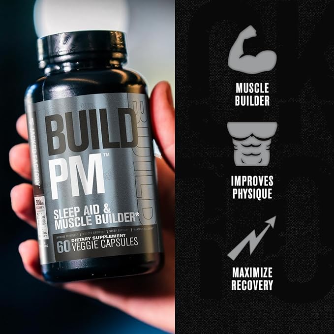 Jacked Factory Build PM Night Time Muscle Builder & Sleep Aid (60 Capsules) & Essentials Muscle Builder - Daily Strength Builder for Men with Peak ATP (30 Capsules)