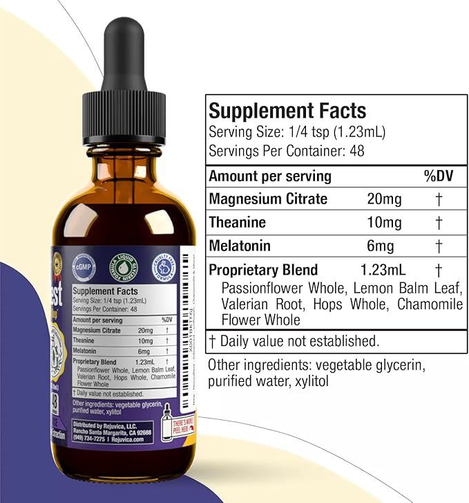 NoctuRest Natural Sleep-Aid with Valerian and Melatonin - All-Natural Liquid Formula for 2X Absorption - Magnesium, L-Theanine & More