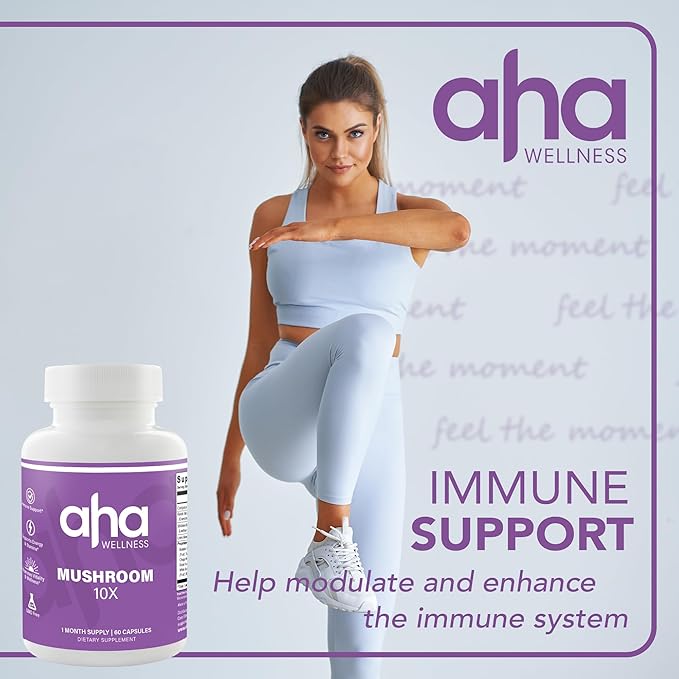 10X Mushroom Supplement, 10 Mushroom Blends Formula, Lions Mane, Turkey Tail, Cordyceps, Reishi, Chaga & More, Immune & Energy Support, 30 Servings, GMO Free