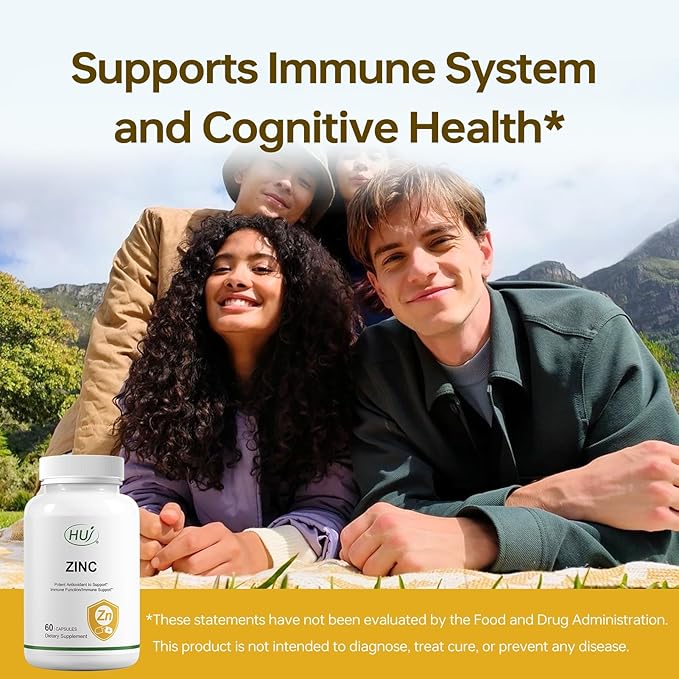 HUJ Zinc, 60 Capsules, Potent Antioxidant for Immune Support