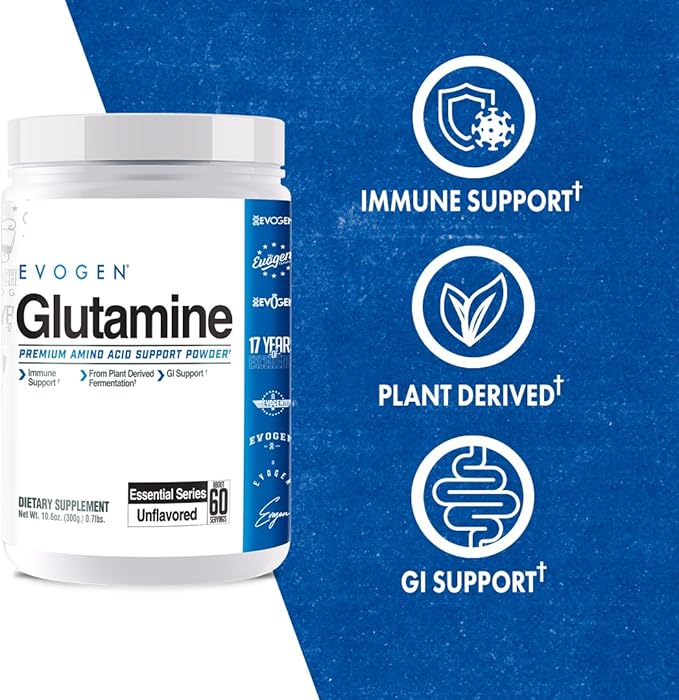 Evogen Glutamine - Premium Recovery Amino Acid | Supports Muscle Recovery | L-Glutamine | Unflavored | 60 Servings