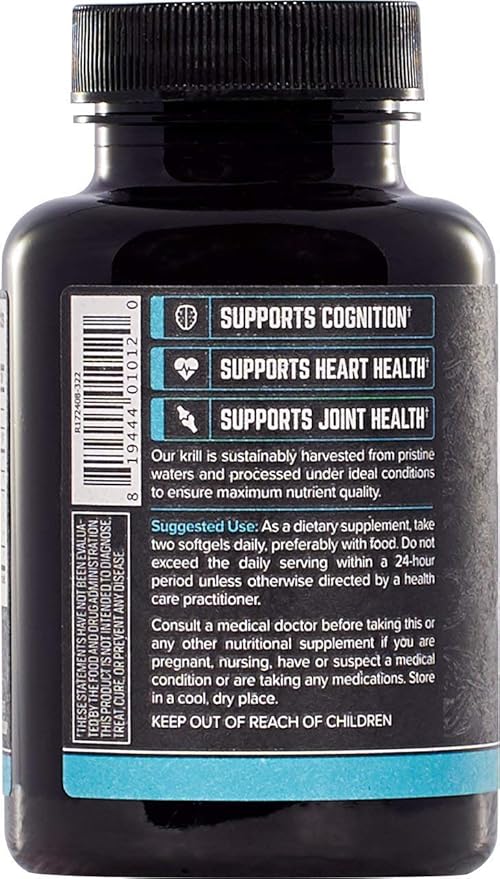 ONNIT Antarctic Krill Oil Soft Gels, Dietary Supplement with Omega-3s, EPA, DHA, Astaxanthin and Phospholipids to Support Coginitive, Cardiovascular and Joint Health, 1000mg Per Serving, 60 Count