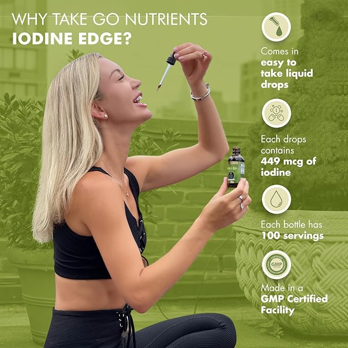 Go Nutrients Adrenal Edge & Nascent Iodine Supplement | High Potency Liquid Drops - Non-GMO, Gluten-Free Iodine Edge Supplement | Energy & Fatigue Supplement Cortisol Manager Liquid Drops