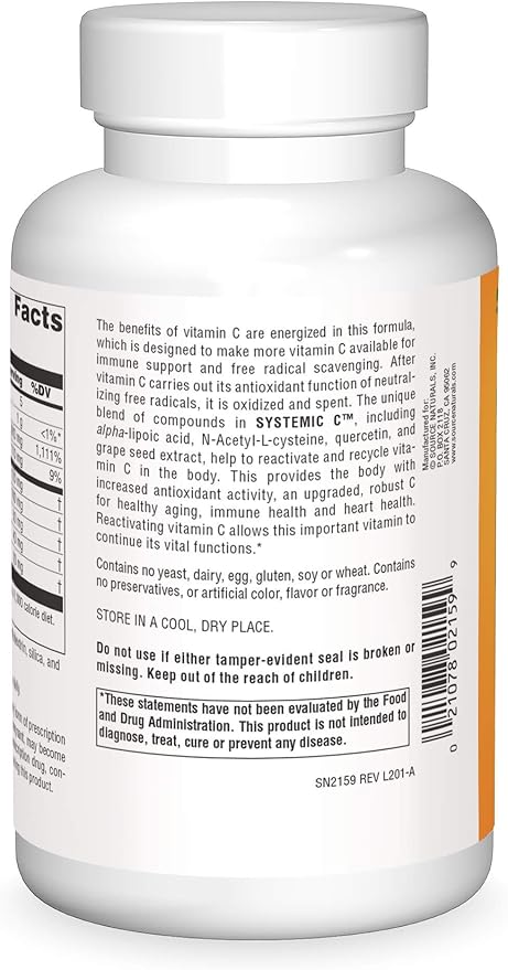 Source Naturals Systemic C, 500mg - 240 Capsules