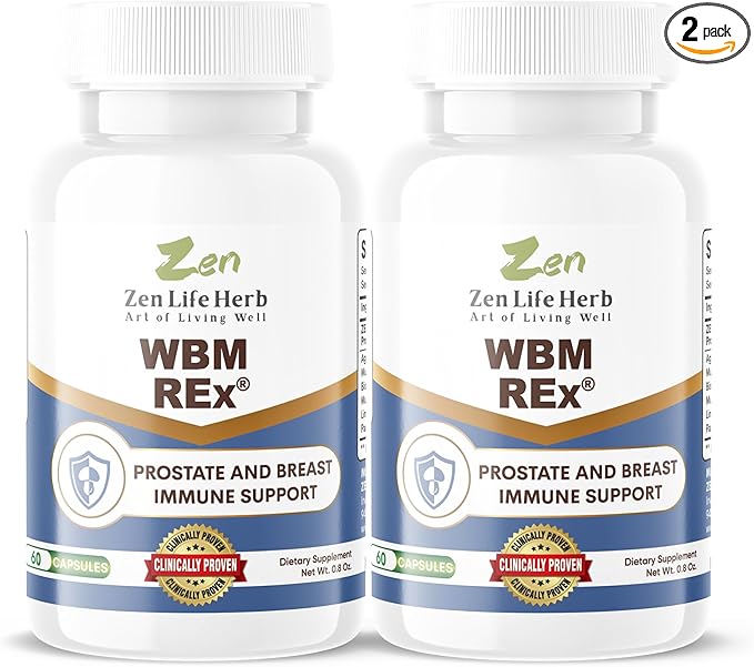 WBM REx White Button Mushrooms Ginseng Plus Clinically Proven Advanced Immune Support for Prostate and Breast Health Supplement (120 Capsules)