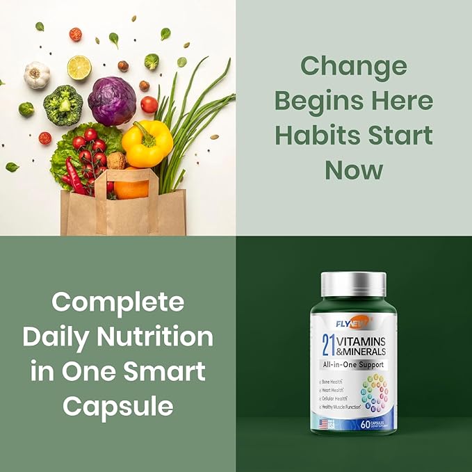 Multivitamin for Women & Men - Mens & Womens Multivitamin for Bone, Skin & Immune Health Support, 21 in 1 Multivitamins Supplement, Multivitamins with Gluten & Allergen Free, Non GMO, 60 Capsules