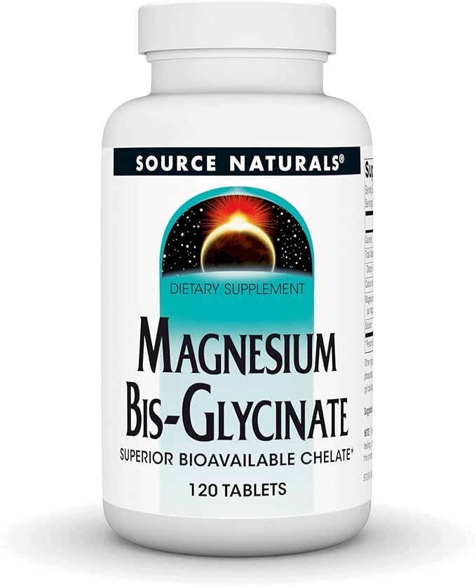 Source Naturals Magnesium Bis-Glycinate, Supports Cardiovascular and Muscle Health* - 120 Tablets