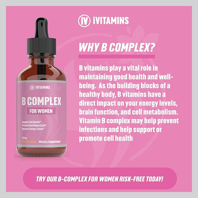 B Complex Vitamins for Women | Helps to Improve Brain Function, Digestion, Energy, & More | B Vitamins Complex for Women | Vitamin B Complex | B Complex Vitamins | B12 Complex | 1 fl oz