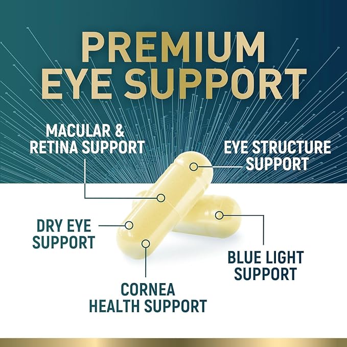 Eye Vitamins & Mineral Supplement - Contains Lutein, Zinc, Vitamins C, E & Zeaxanthin - Supports Eye Strain, Vision Macular Health & Dry Eyes for Seniors with Lycopene, Gluten Free - 120 Capsules