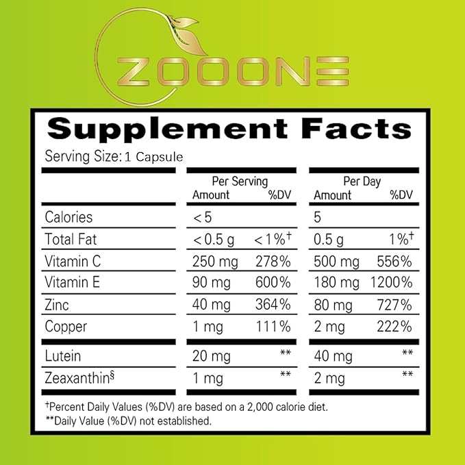 zooone- Lutein Eye Vitamins Supplement for Macular Health and Dry Eye, Contains Lutein, Zinc, Vitamins C/E & Zeaxanthin to Support Eye Health, 90 Tablets (3)