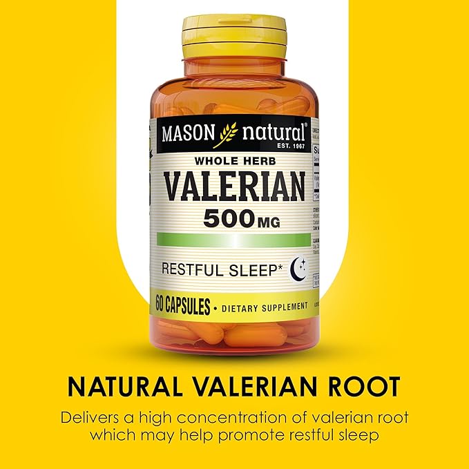 MASON NATURAL Valerian Root 500 mg, 6 Month Supply, Natural Sleep Aid, Promotes Healthy & Restful Sleep, Herbal Supplement, 3 Pack