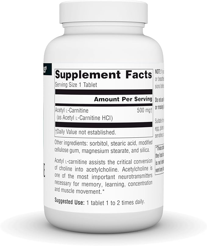 Source Naturals Acetyl L-Carnitine 500 Mg Tablet, 120 Count