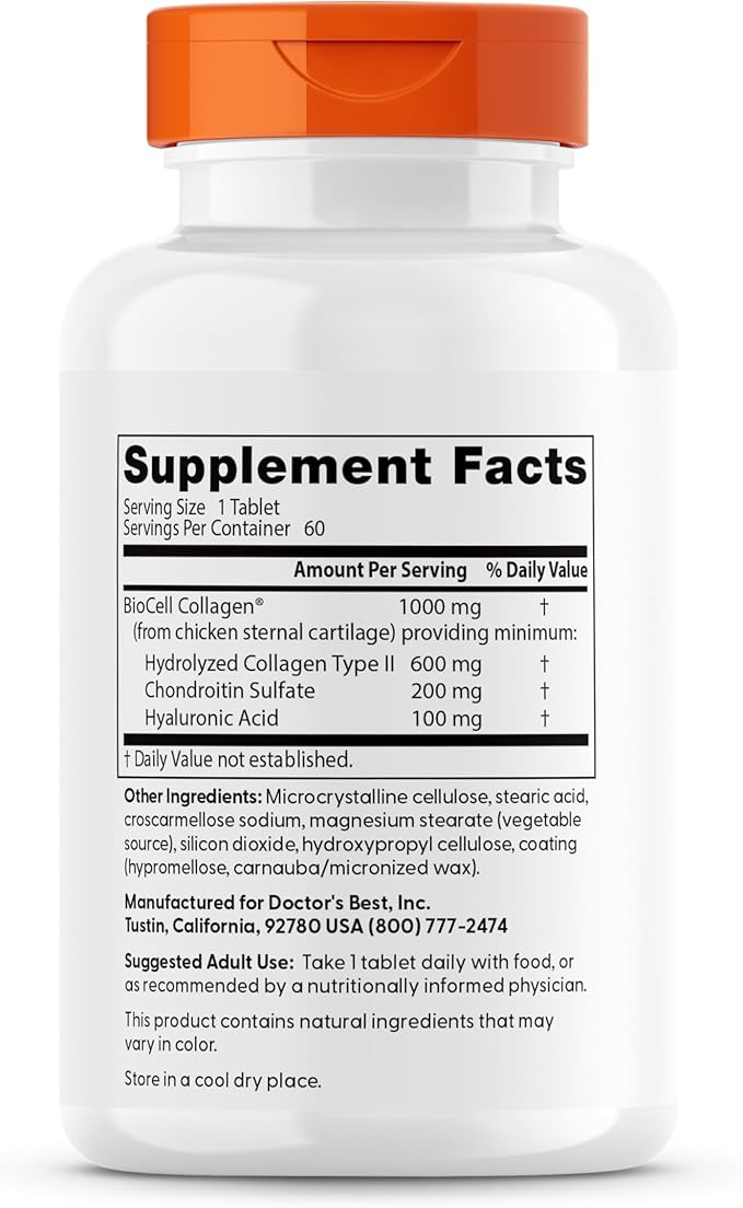 Doctor's Best Hyaluronic Acid with Chondroitin Sulfate, featuring BioCell Collagen, Non-GMO, Gluten Free, Soy Free, Joint Support