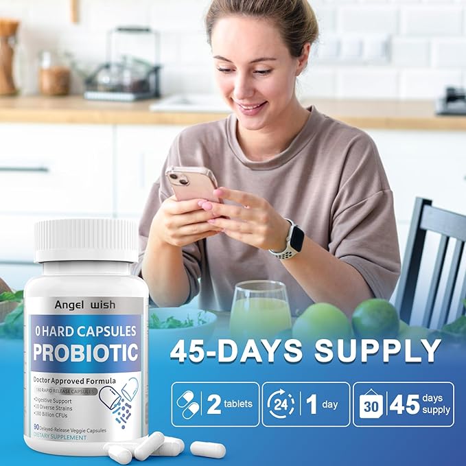 Prebiotics-Probiotics Nutritional-Supplements Women-Men 90Count - 180 Billion CFUs Probiotic Capsules Daily Prebiotic Supplement for Digestive Immune Health Support