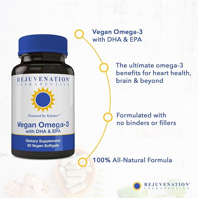 Vegan Omega-3 with DHA & EPA (30 Softgels, No Gelatin)
