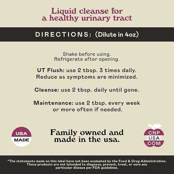 Complete Natural Urinary Tract Complete 12oz - Liquid Supplement for Urinary Tract Health with Organic Cranberry, D-Mannose, Beet Root, Fennel Seed, and Turmeric