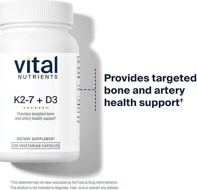 Vital Nutrients Vitamin D3 + K2 | 2000 IU | Vitamin D3 K2 Supplement | Vitamin D Complex for Healthy Calcium Levels, Muscle & Bone Health | Gluten, Dairy, Soy Free | 120 Capsules