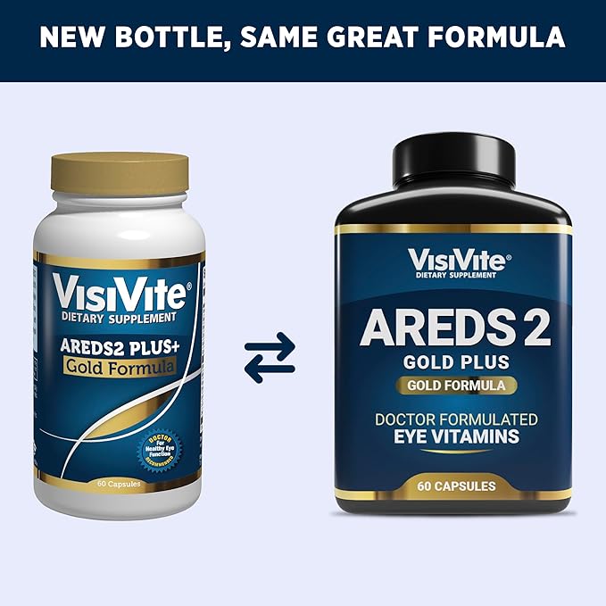 Doctor Formulated AREDS 2 Plus Eye Vitamins with Zeaxanthin Plus Lutein - Bilberry and Grape Seed Extract - Premium Eye Health Formula - 60 Eye Supplement Capsules of VisiVite Gold Plus