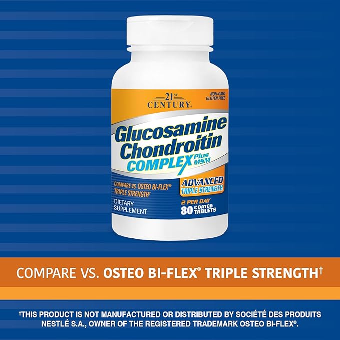 21st Century Glucosamine and Chondroitin, Advanced 3X Tablets, 80 Count