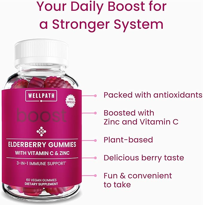 WellPath Immune & Wellness Supplements: Boost Elderberry Gummies with Zinc & Vitamin C + Renew Multi Collagen Protein Powder for Women - Vegan, Non-GMO, Supports Immunity & Skin Health