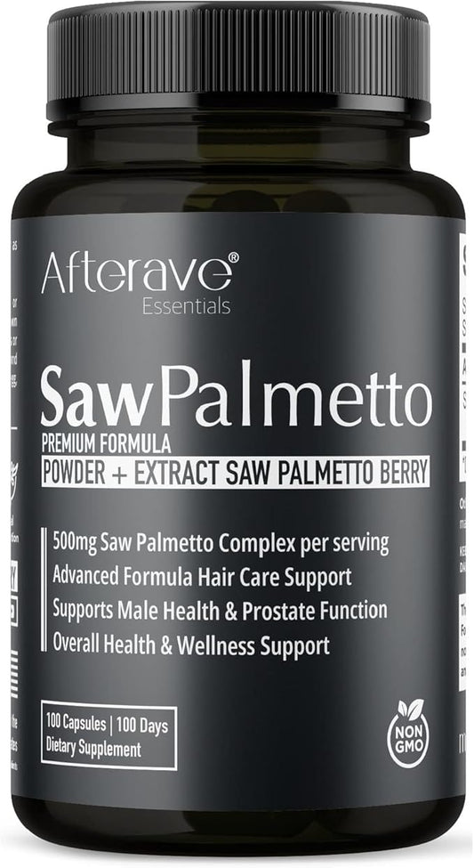 Saw Palmetto Premium, Scalp Health for Optimal Hair Growth, Follicle Strength, Hair Loss Protection, Prostate and Urinary Health and Overall Male Immune Support