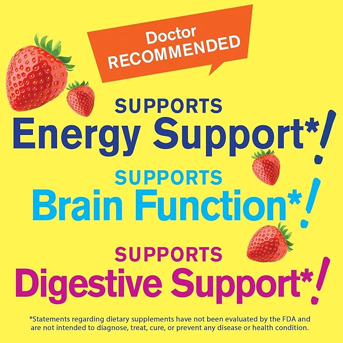 Vitamin B Complex Sugar Free Gummies | with Vitamin C, Folic Acid | Immune and Energy Support | Strawberry Flavor | 60 Count
