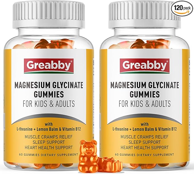 Magnesium Glycinate Gummies for Kids & Adults - Magnesium Glycinate 300mg Chewable Supplement - Promotes Sleep, Muscle, Relaxation (120Count)