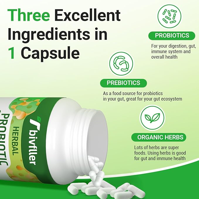 Probiotics for Women Men- 300 Billion CFU, 24 Strains Probiotic+15 Organic Herbs Prebiotics Blend, Pre and Probiotics, for Digestive Health, Immune & Gut, Diarrhea, Bloating, Vegan, 2 Month Supply