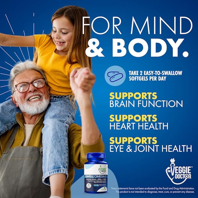 Vegan Omega 3 Supplement - Omega 3 Fish Oil Alternative - No Carrageenan – Plant Based Algae Omega3 Fatty Acid Supplements - DHA, EPA, DPA - Heart, Brain, Joint, Eye, Immune Support
