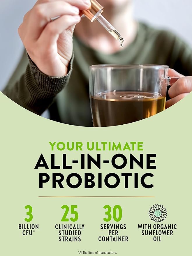 Nature's Truth Raw Flora USDA Organic Liquid Probiotic | Doctor Formulated | 25 Billion Live Strains | Vegan & Gluten Free Supplement for Men and Women