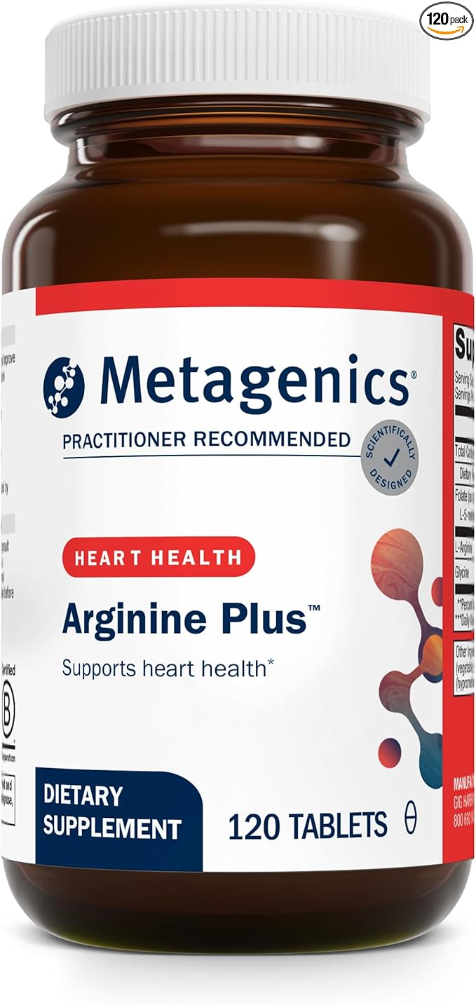 Metagenics Arginine Plus - 1.5 g L-Arginine - Supports Blood Flow & Heart Health* - 665 mcg DFE Folate (as Calcium L-5-Methyltetrahydrofolate) - Non-GMO, Vegetarian & Gluten-Free - 120 Count