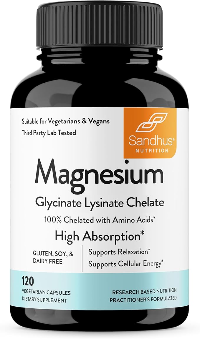 Sandhu's Magnesium Glycinate Lysinate Easy to Swallow 120 Capsules & Sleep 60 Capsules –Non-Habit Forming 5-in-1 Sleep Aid Supplement| Supports Restful Sleep, Muscle & Heart Health | Made in USA