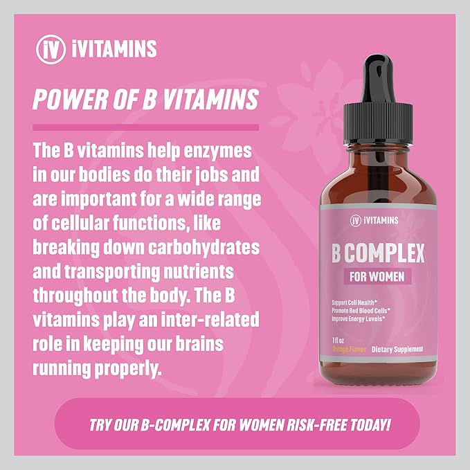 B Complex Vitamins for Women | Helps to Improve Brain Function, Digestion, Energy, & More | B Vitamins Complex for Women | Vitamin B Complex | B Complex Vitamins | B12 Complex | 1 fl oz