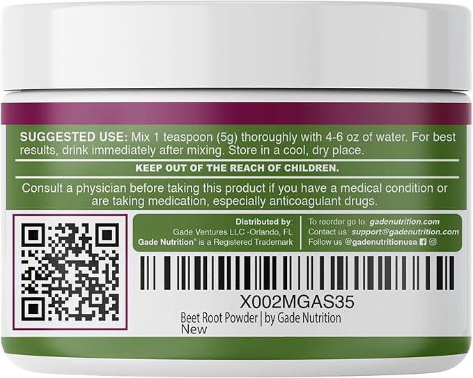 Gade Nutriition Hero Beets - Organic Beet Root Powder - Non-GMO Superfood Supplement - with Elderberry, Pomegranate, Grape Seed - Natural Berry Flavor, 30 Servings