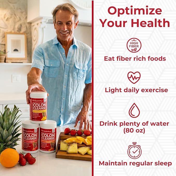 Health Plus Colon Cleanse - Natural Daily Fiber - No Artifical Flavors, Natural Sweetener, Gluten Free, Detox, Heart Healthy, Pineapple Flavor (9 Ounces, 36 Servings)