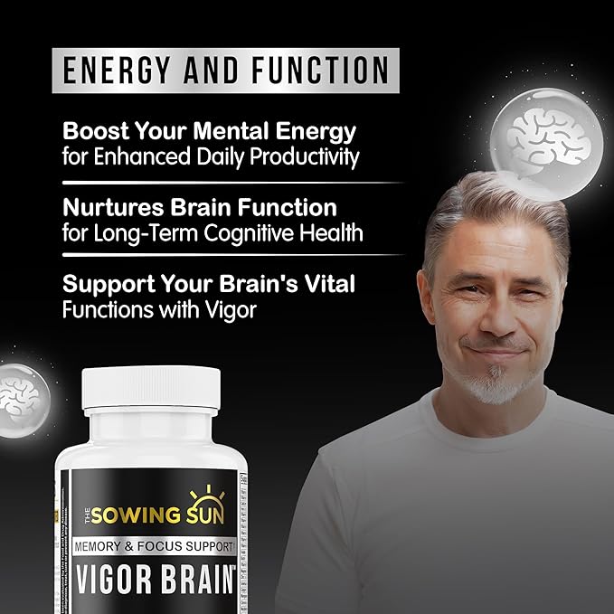 Vigor Brain Premium Nootropic Supplement – Concentration, Brain & Memory Support – Formulated with 40 Unique Nootropic Ingredients: DMAE, Choline, Phosphatidylserine, Bacopa Monnier & Huperzine A (1)