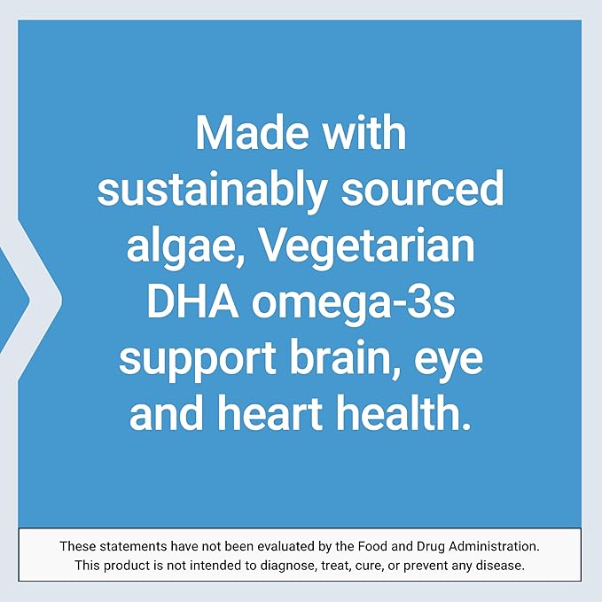 Life Extension Vegetarian DHA, Omega-3 from Algae for cognition, Mood & Eye Health, Gluten-Free, Non-GMO, Vegan, 30 softgels